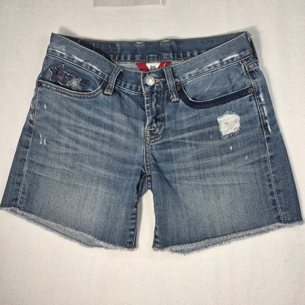 Lucky Brand Abbey Cut Off Denim Shorts Women's 00/24 Low-Rise Distressed Stars